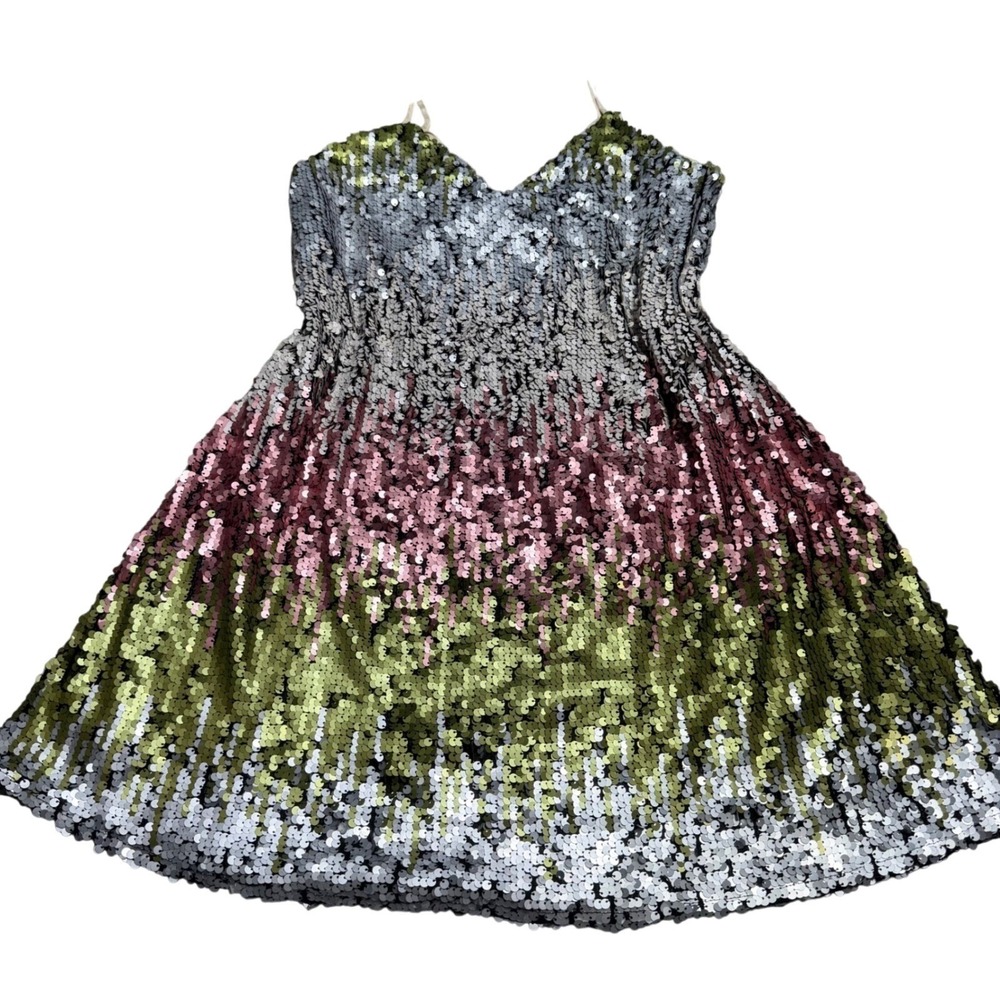 Women S Ombre Sequin V Neck Mini Dress Party Festival Pink Green Taylor Swift